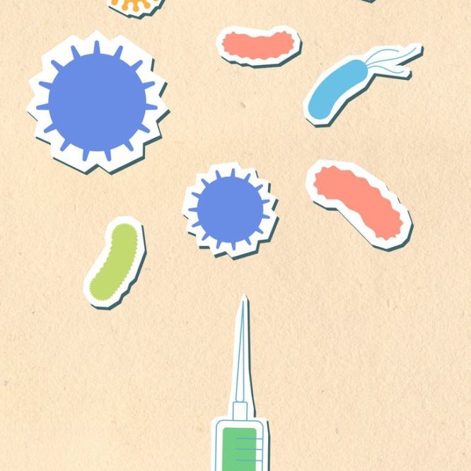paper cutout of injector and viruses