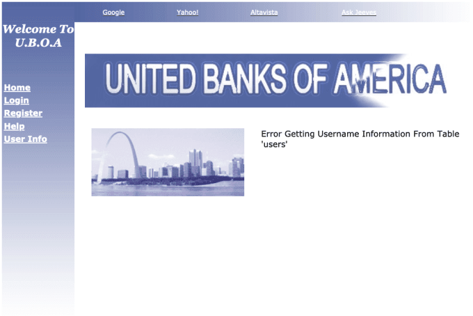 Web Application — United Banks of America hackthissite level 8 walkthrough
